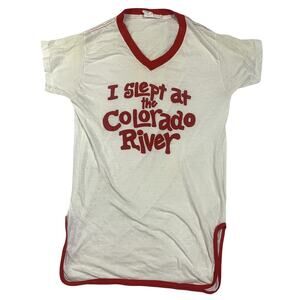 Vintage Novelty Colorado River White Pajama Shirt I slept at the Colorado River